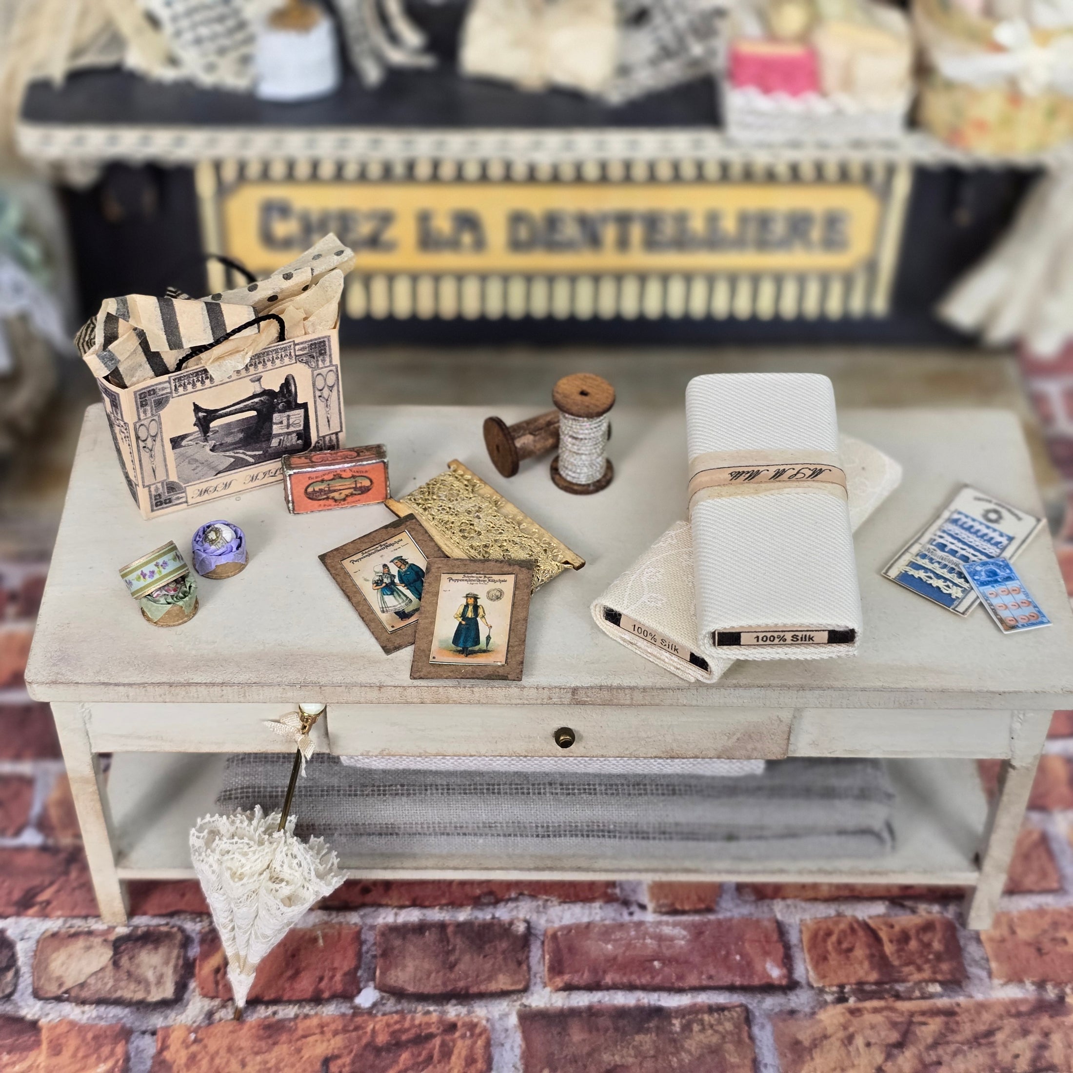 Lori Ann Potts Mustard Seed Miniatures Haberdashery Shop Accessories Set