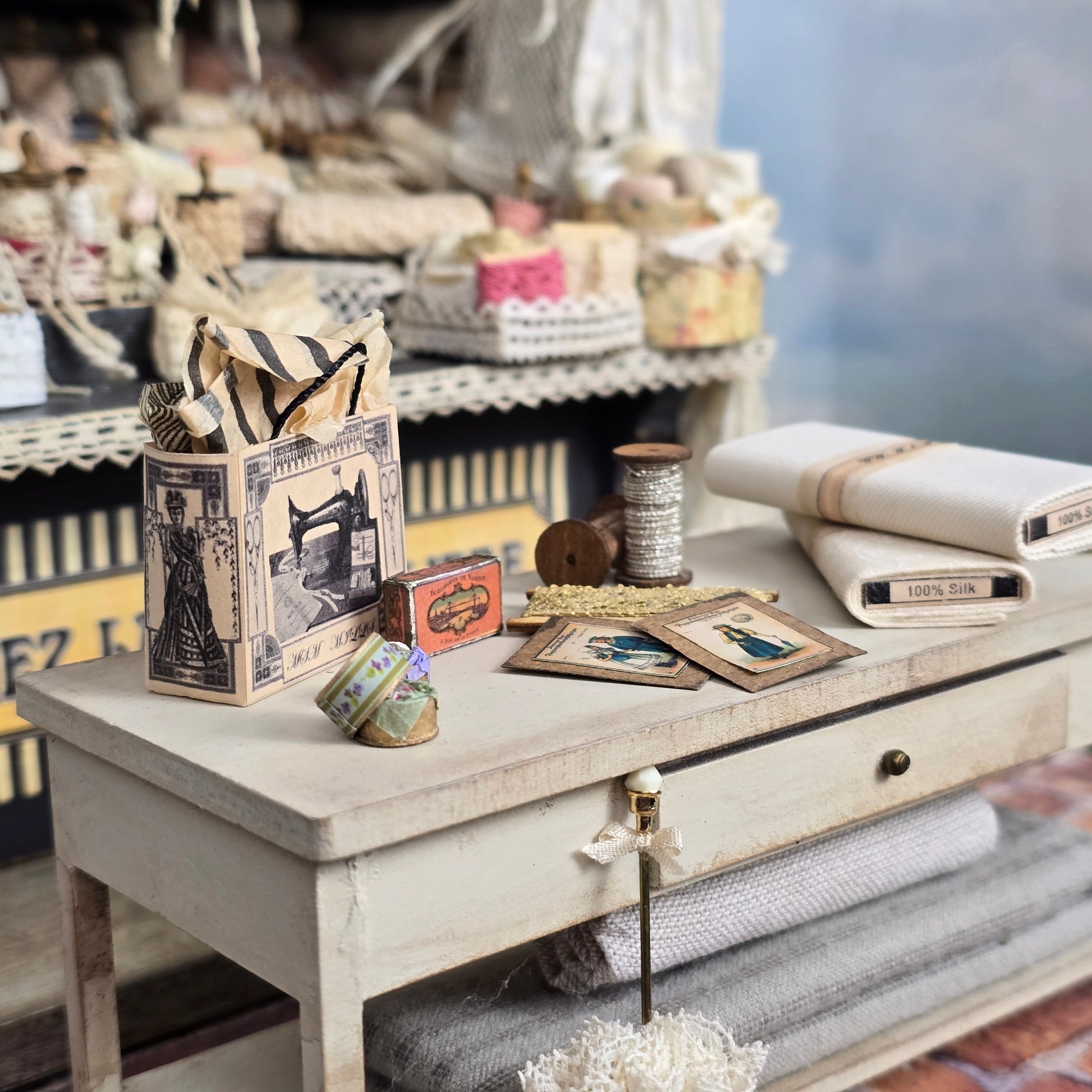 Lori Ann Potts Mustard Seed Miniatures Haberdashery Shop Accessories Set