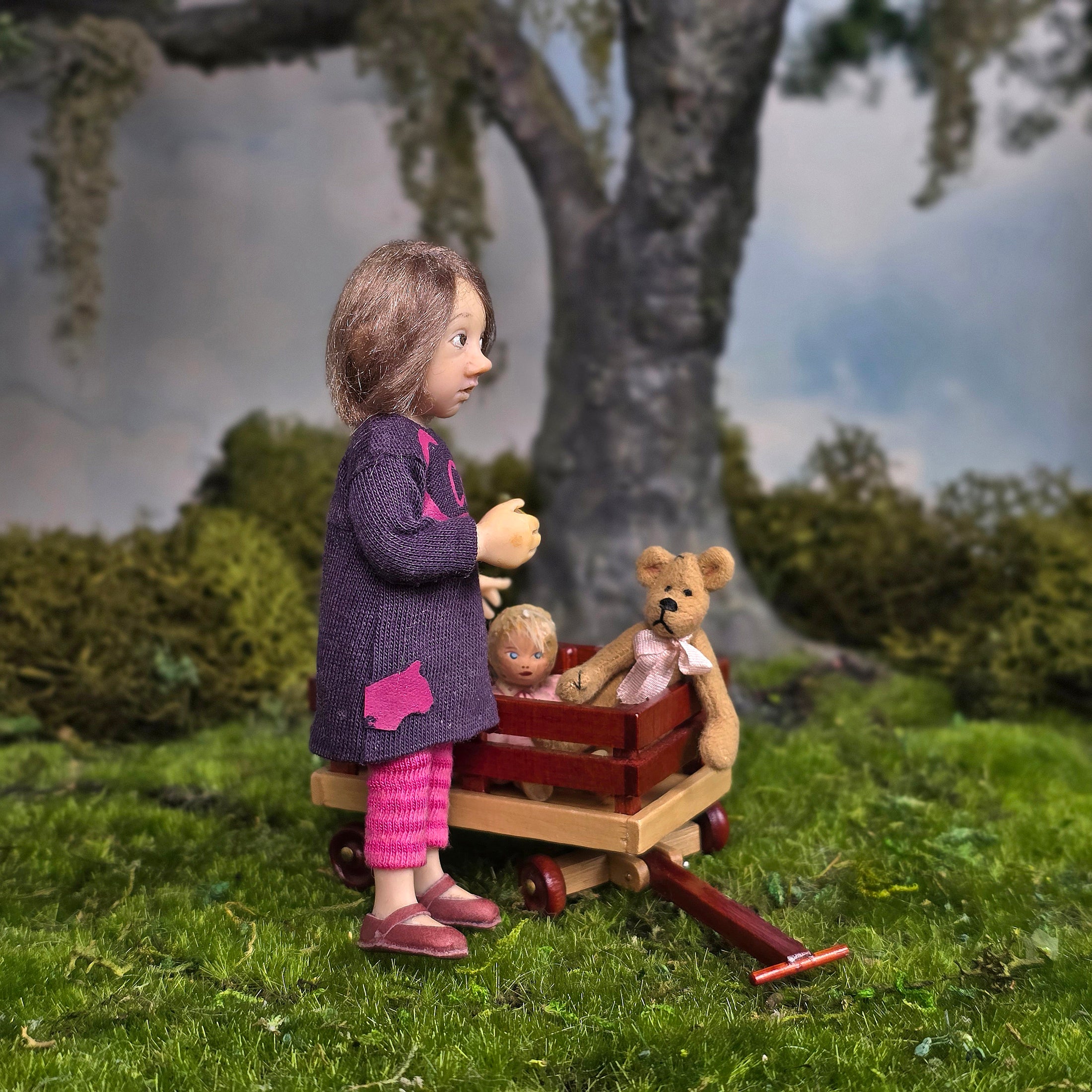 OOAK Catherine Muniere Dollhouse Little Girl Doll with Apple IGMA