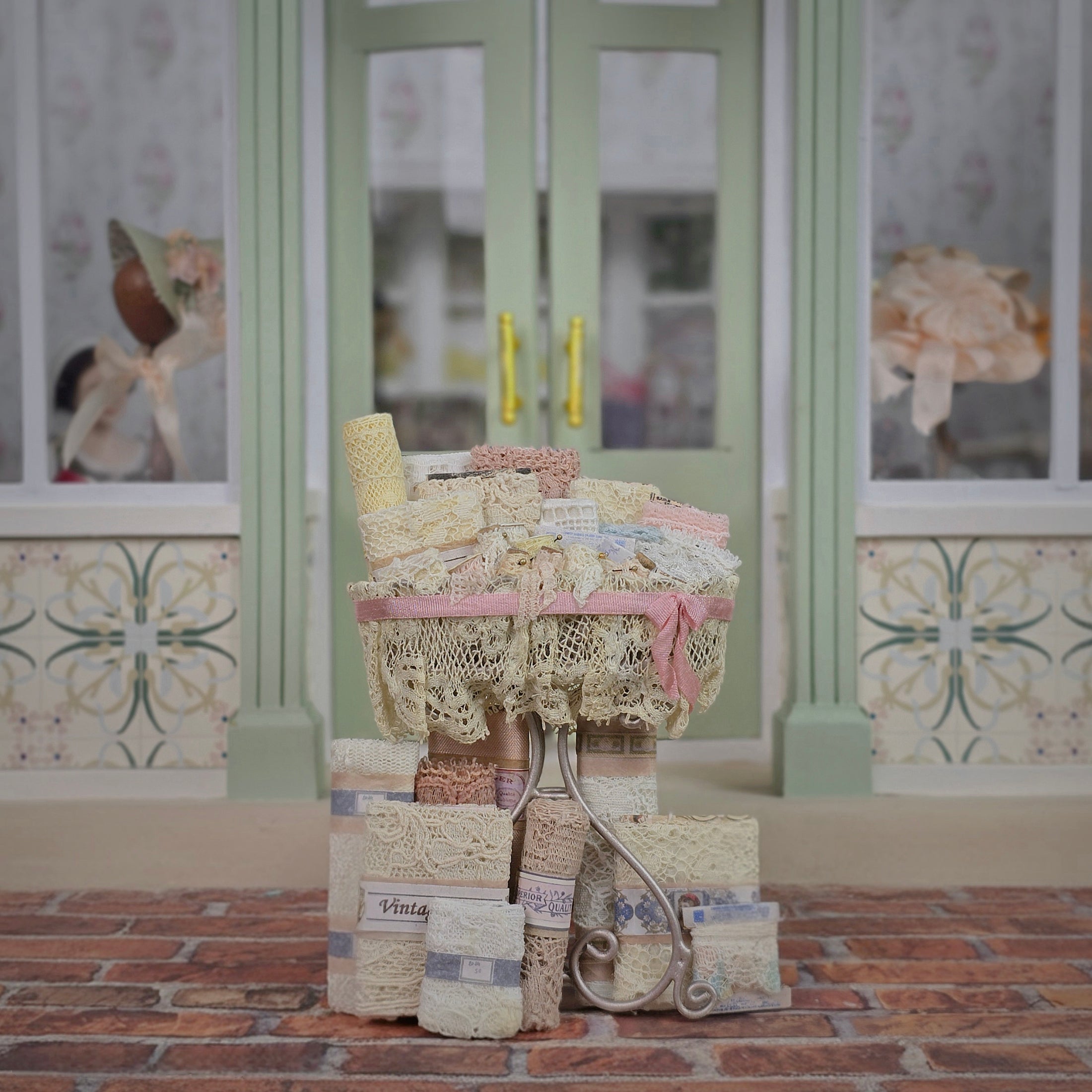 Jenny Warner Lace Table Vignette Miniature Haberdashery Display