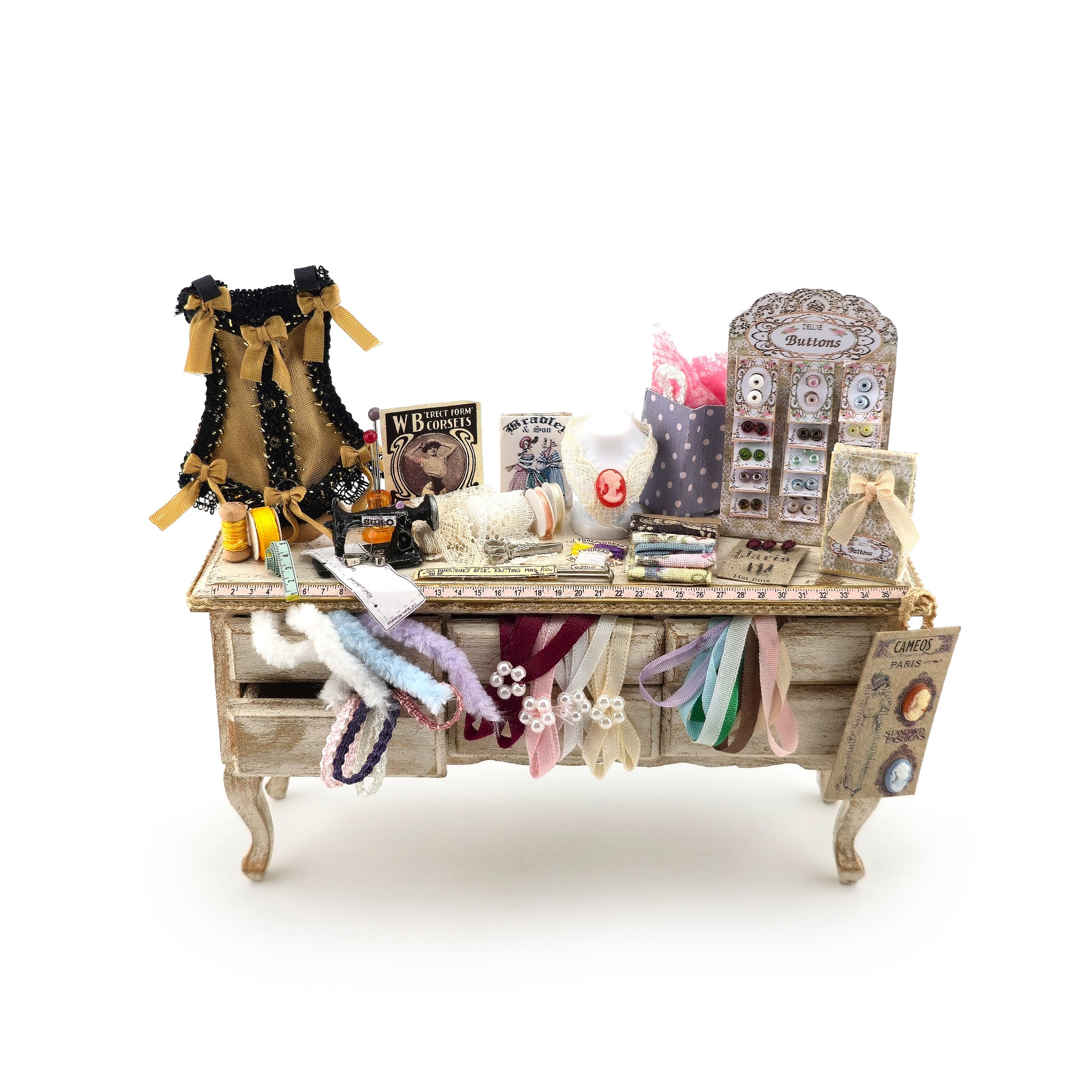 OOAK Sewing Vignette Miniature Haberdashery Shop Counter Display
