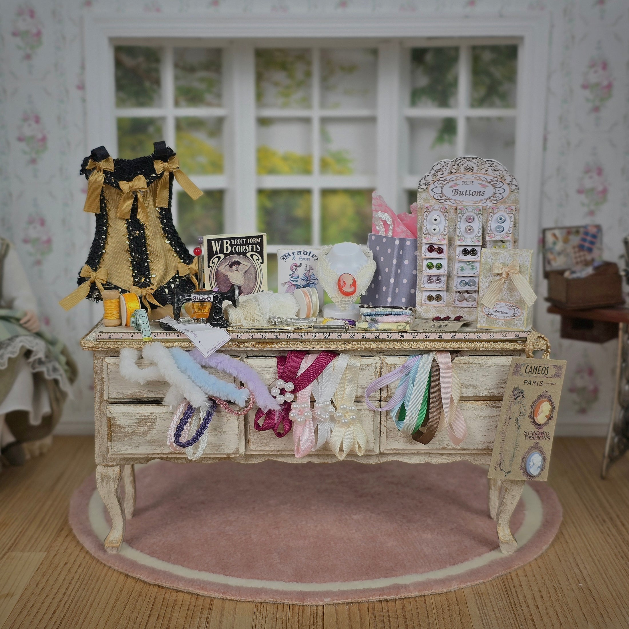 OOAK Sewing Vignette Miniature Haberdashery Shop Counter Display