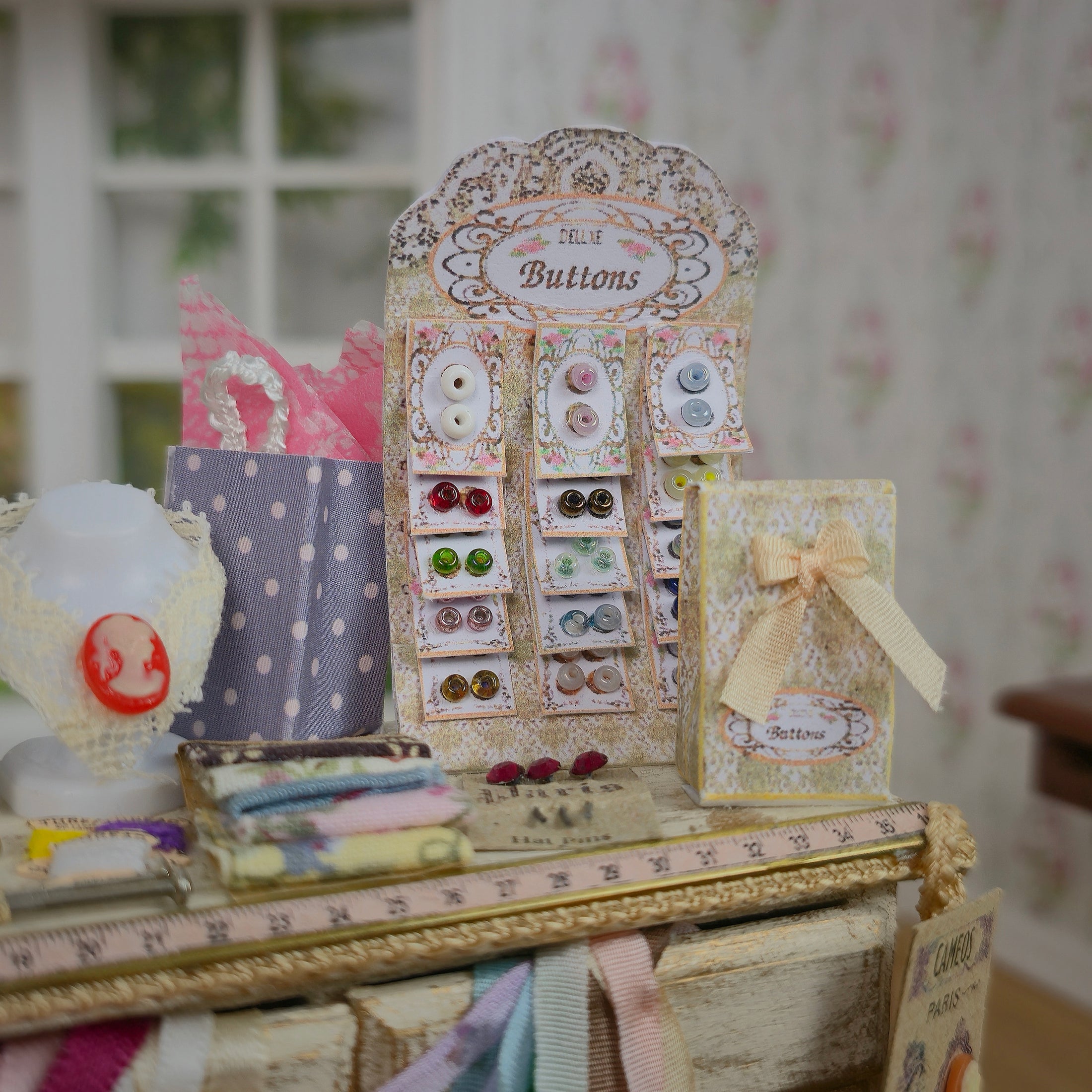 OOAK Sewing Vignette Miniature Haberdashery Shop Counter Display