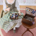 Load image into Gallery viewer, OOAK Miniature Sewing Box With Notions Artisan Dollhouse Accessory

