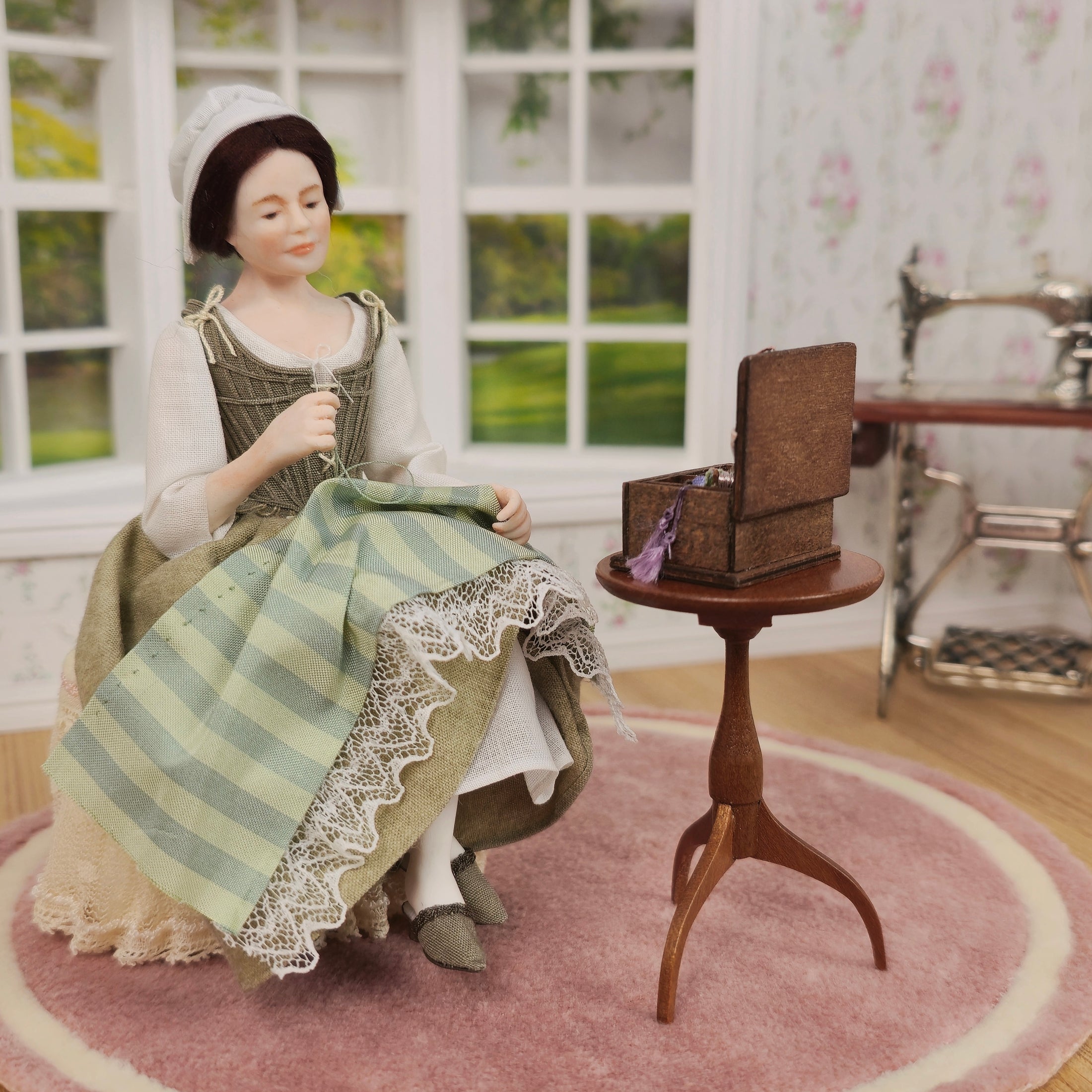 OOAK Miniature Sewing Box With Notions Artisan Dollhouse Accessory