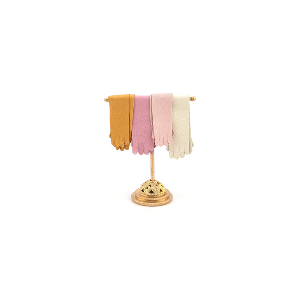 Miniature Glove Display Stand With Leather Gloves Dollhouse Accessory