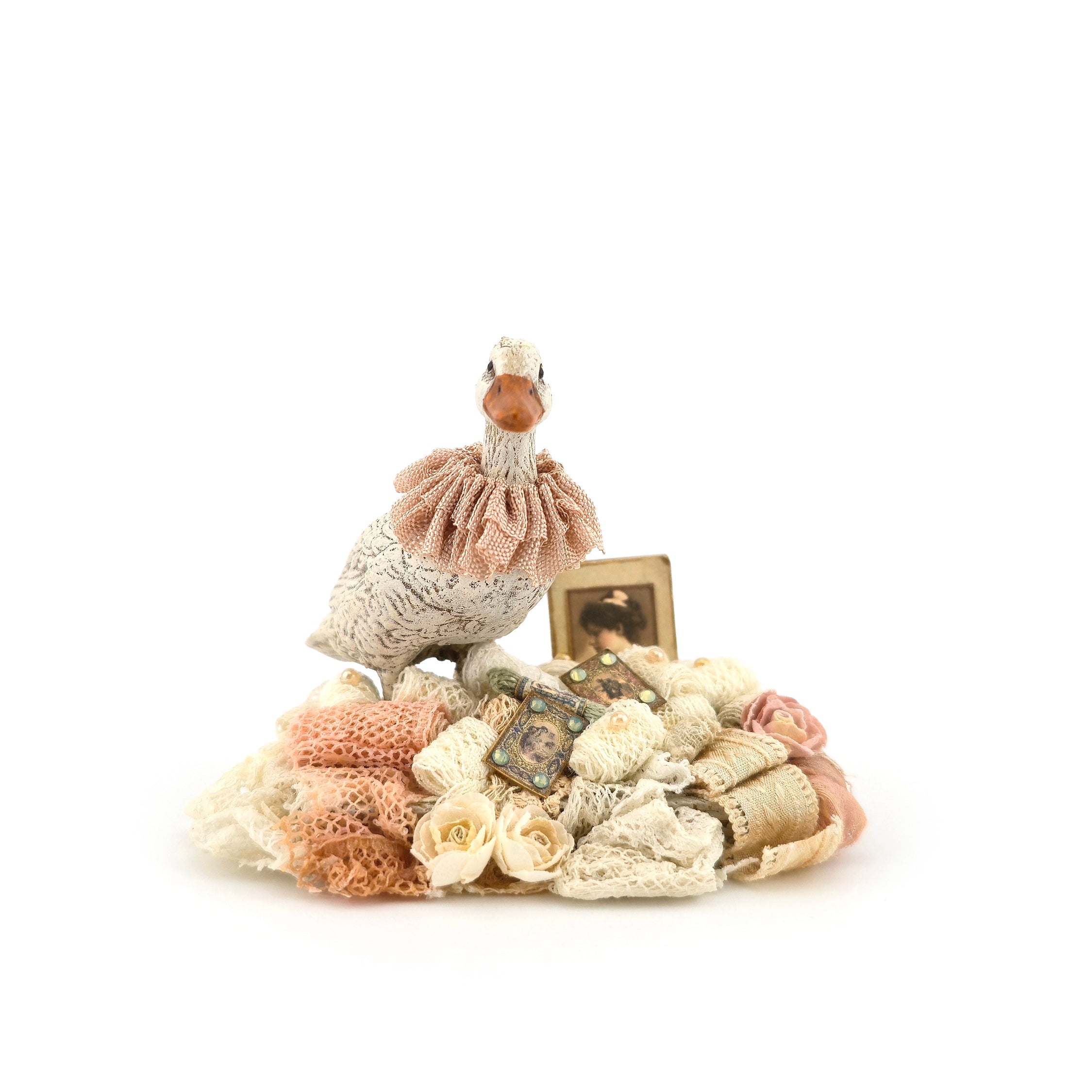 Miniature Lace Duck Vignette Janny Warnaar Victorian Textile Scene 1:12