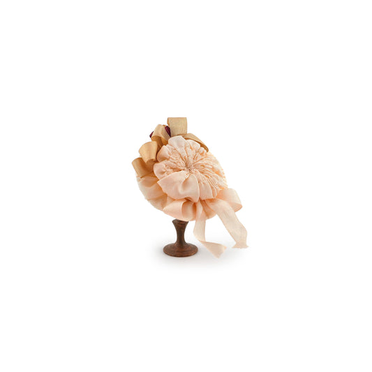 Ivory Miniature Silk Victorian Hat with Hat Pin 1:12 Scale
