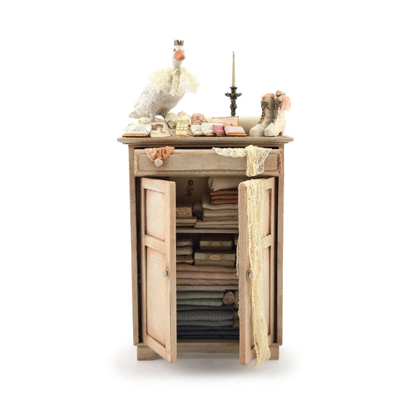 Janny Warnaar OOAK Miniature Cabinet Lace Sewing Vignette 1:12 Scale