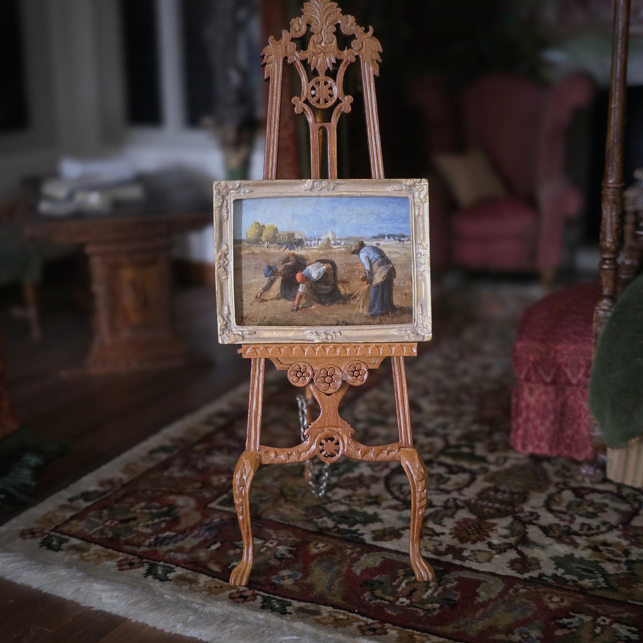 Okada Masaya Miniature Oil Painting The Gleaners by Millet 1:12 Scale