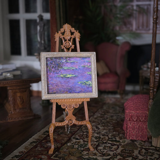 Okada Masaya Miniature Monet Water Lilies Framed Oil Painting 1:12 Scale