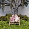 Load image into Gallery viewer, Le Coffre d’Emilie OOAK Teddy Bears on Park Bench Miniature Vignette
