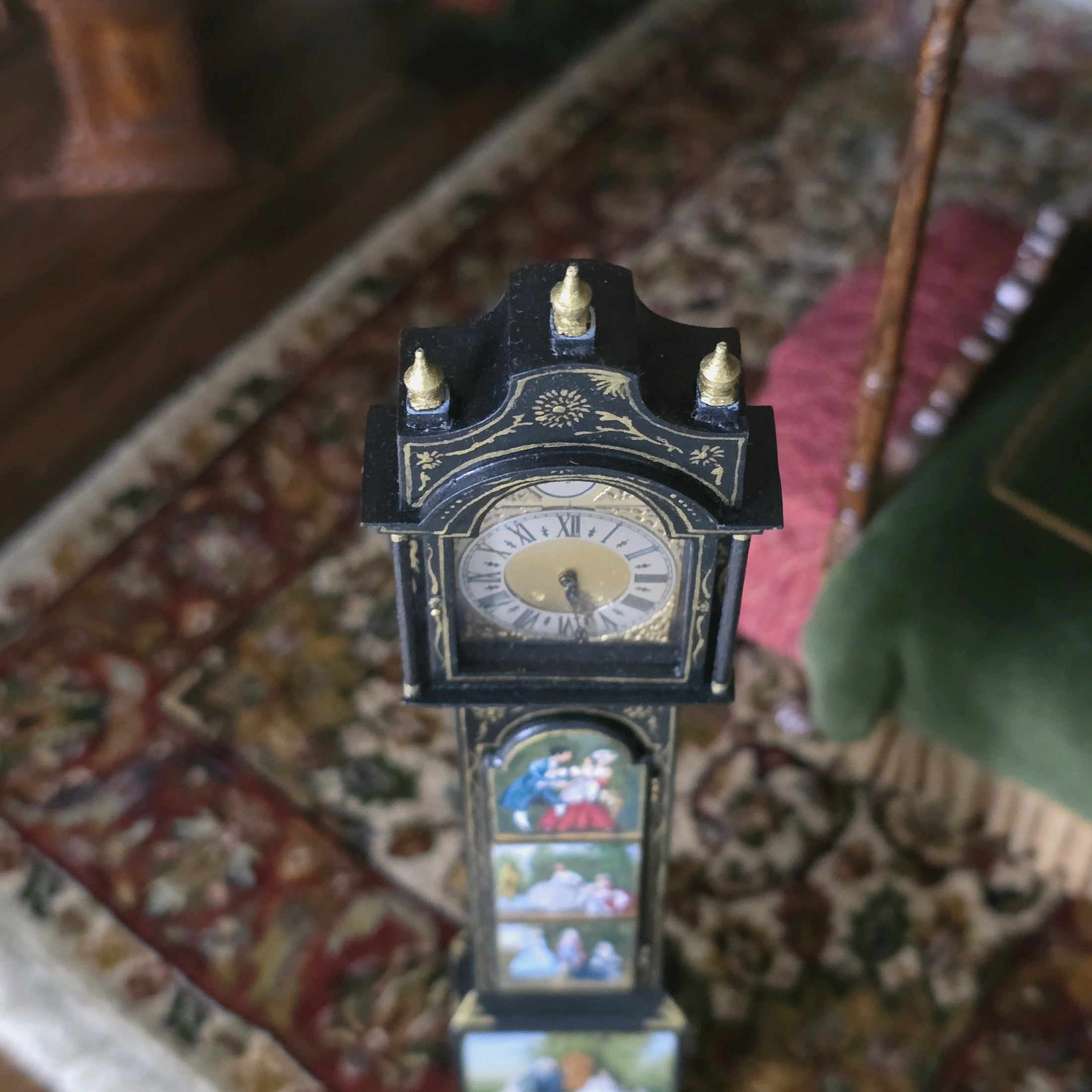 Keith Bougard Small Time Working Hogarth Longcase Clock Hand Painted