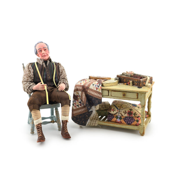 OOAK Marcia Backstrom Tailor Gentleman Doll with Sewing Furniture Set