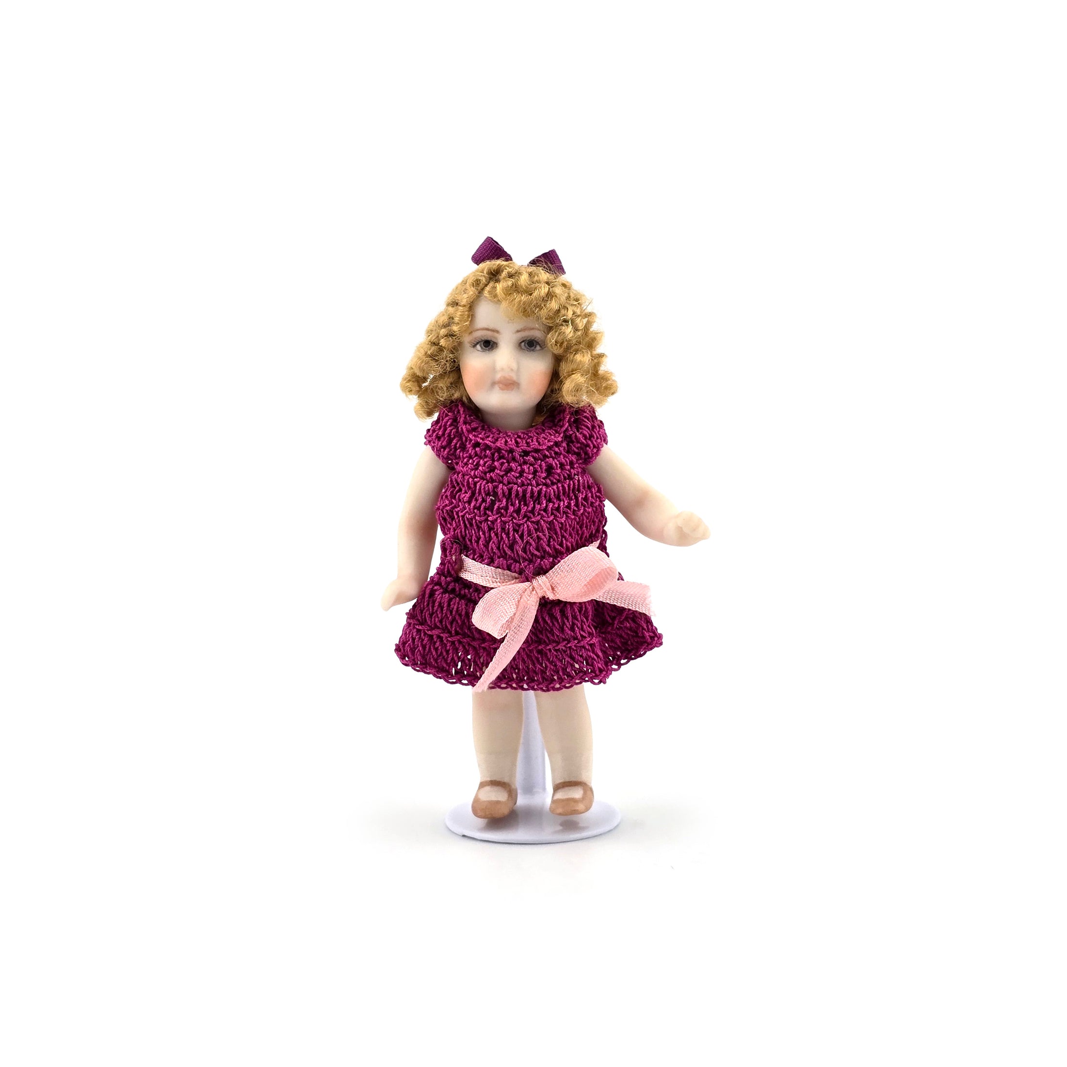 Miniature Dollhouse Porcelain Toddler Doll Little Girl Ringlets by Marcello Cupella