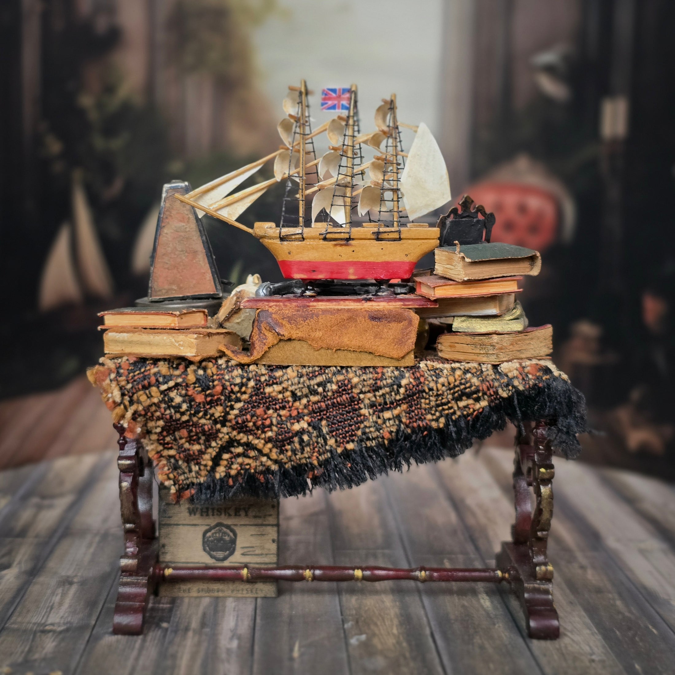 Kathy Tepper Rainbow Hand OOAK Nautical Adventurer’s Table Desk Diorama