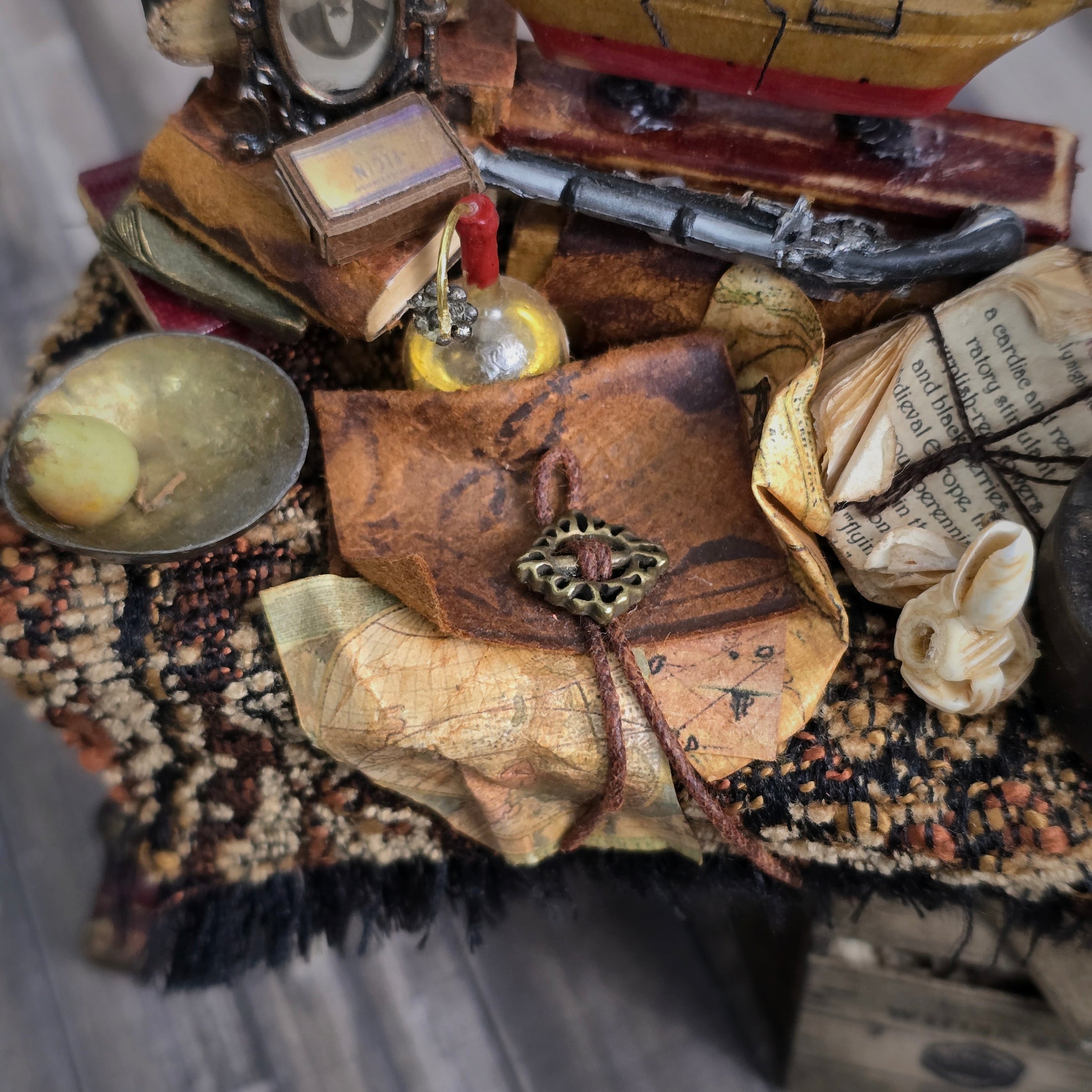 Kathy Tepper Rainbow Hand OOAK Nautical Adventurer’s Table Desk Diorama