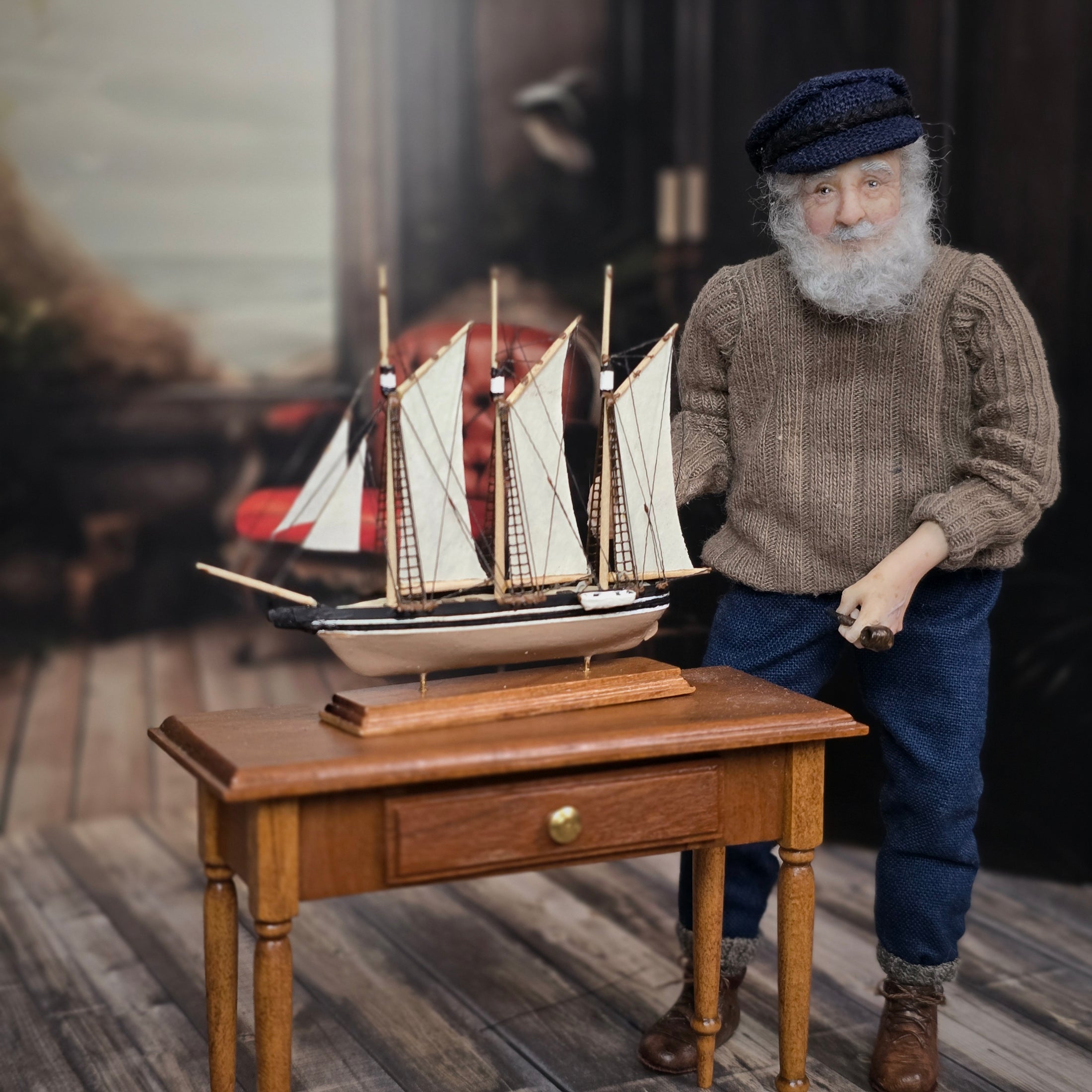 Ron Stetkewicz IGMA Artisan OOAK Hand-Carved Sailing Ship #9 RARE
