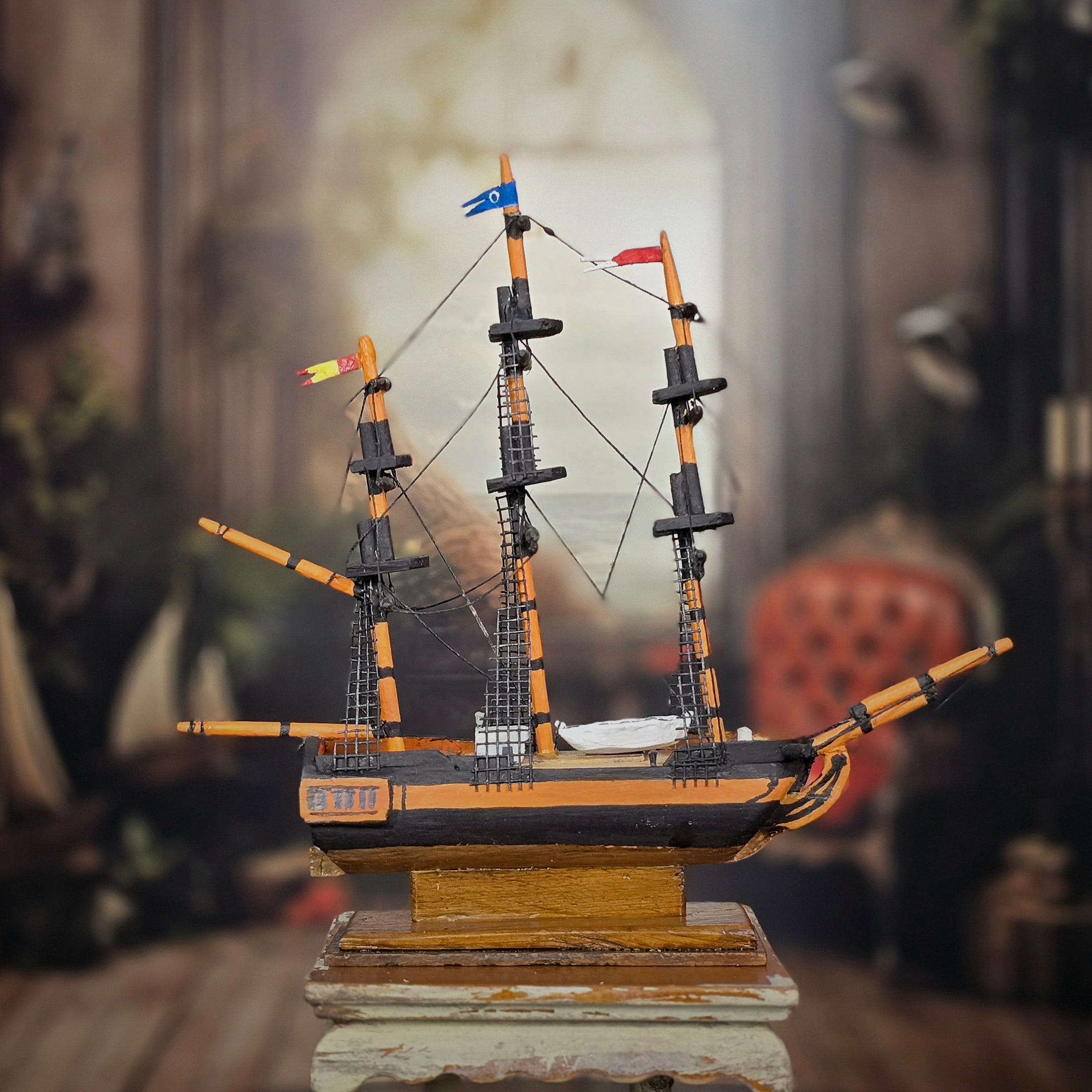 Paul Saltarelli OOAK Hand-Painted Maritime Ship Model UNIQUE