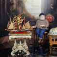 Load image into Gallery viewer, OOAK Hand-Crafted Fanciful Sailing Ship Model with Fabric Sails
