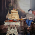 Load image into Gallery viewer, OOAK Hand-Crafted Fanciful Sailing Ship Model with Fabric Sails
