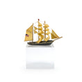 Load image into Gallery viewer, OOAK Hand-Carved American Flag Sailing Ship Model with Fabric Sails
