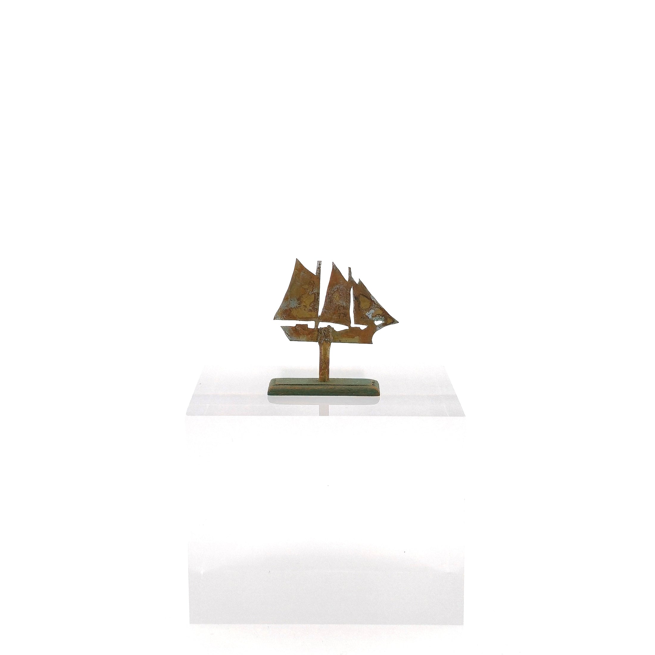 Pat Boorum Sculpted Metal Ship Miniature with Verdigris Patina