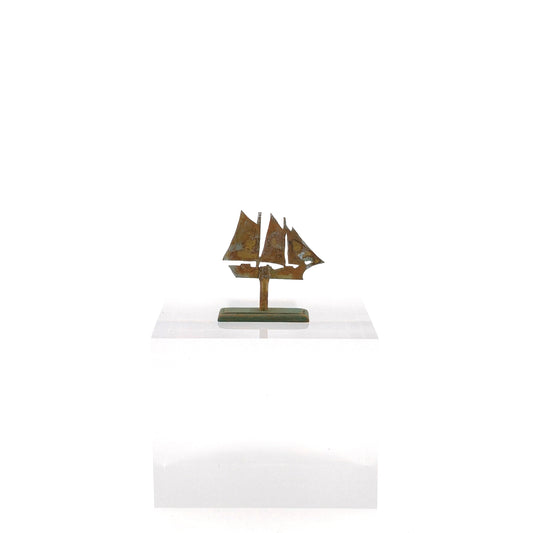 Pat Boorum Sculpted Metal Ship Miniature with Verdigris Patina