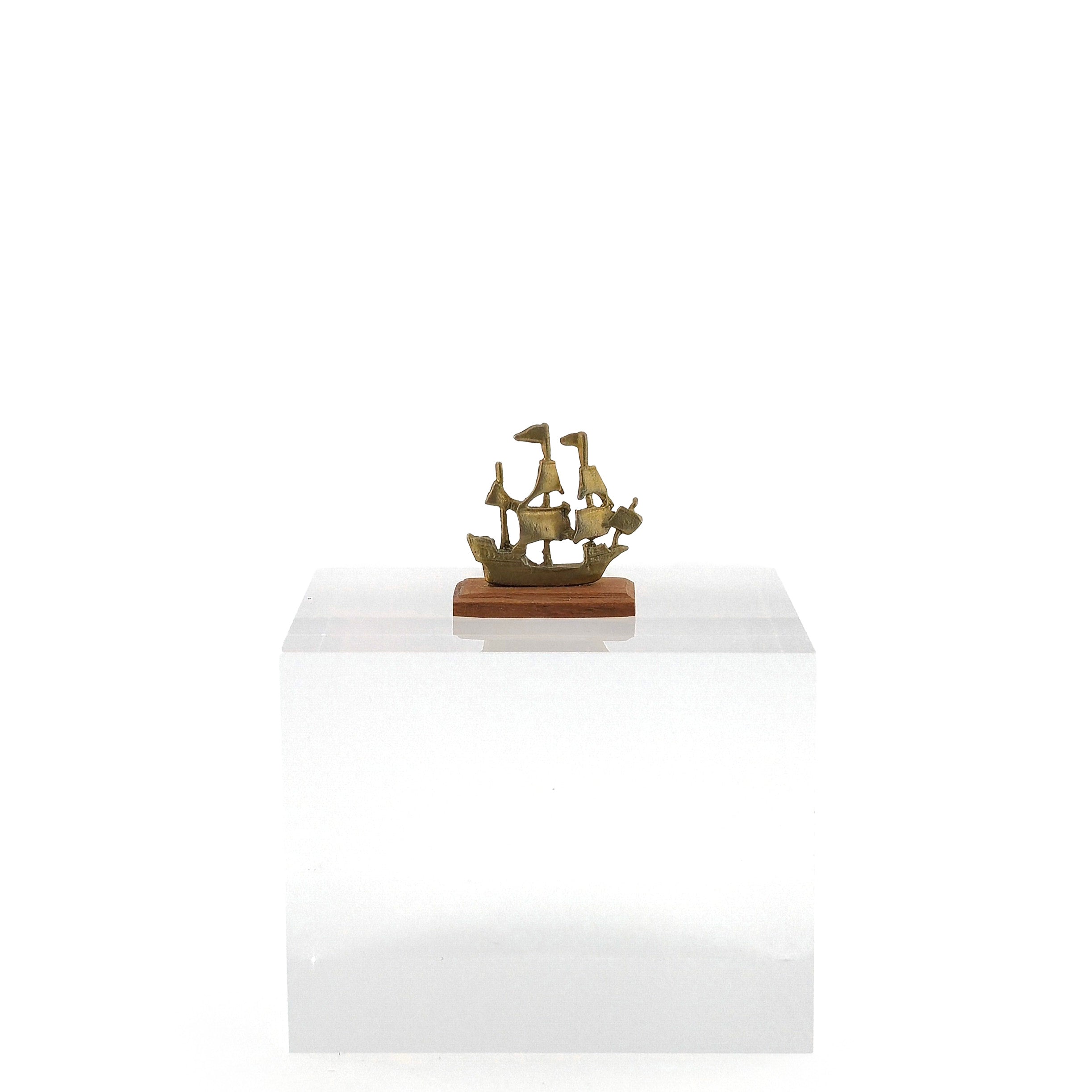 Signed M.S. Gilt Ship Miniature Sculpture – Magpie Miniatures
