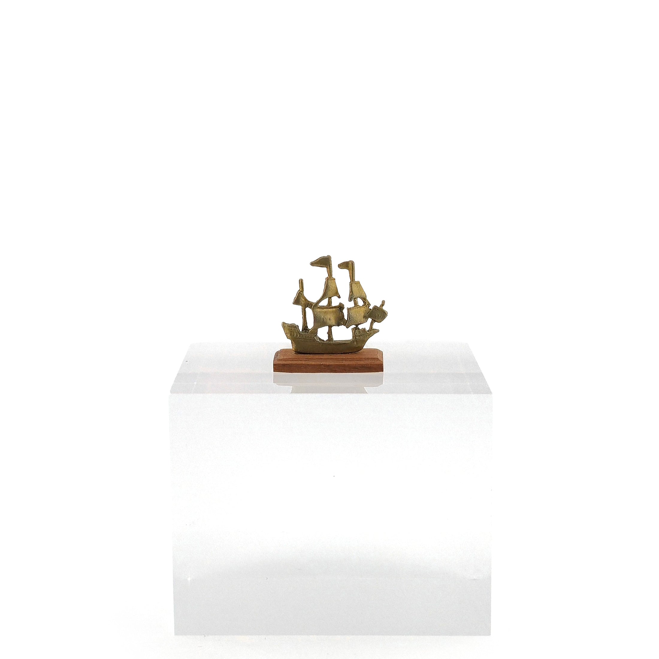 Vintage Gilt Ship Sculpture by M.S. Artisan Nautical Statue