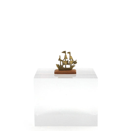 Vintage Gilt Ship Sculpture by M.S. Artisan Nautical Statue