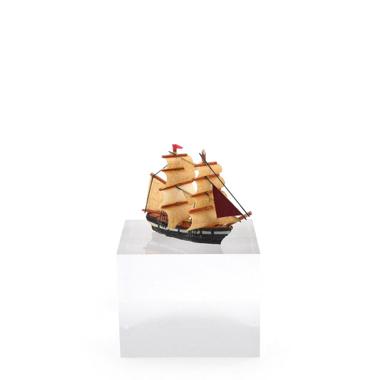 Vintage Artisan Tall Ship Miniature Hand Carved Nautical Sailing Vessel