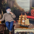 Load image into Gallery viewer, Vintage Artisan Tall Ship Miniature Hand Carved Nautical Sailing Vessel
