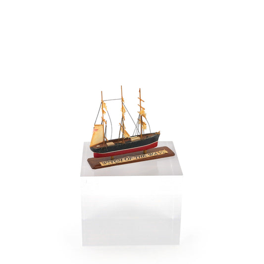 Vintage “Witch of the Wave” Tall Ship Miniature with Weathered Storm Sails