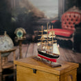 Load image into Gallery viewer, Vintage “Witch of the Wave” Tall Ship Miniature with Weathered Storm Sails
