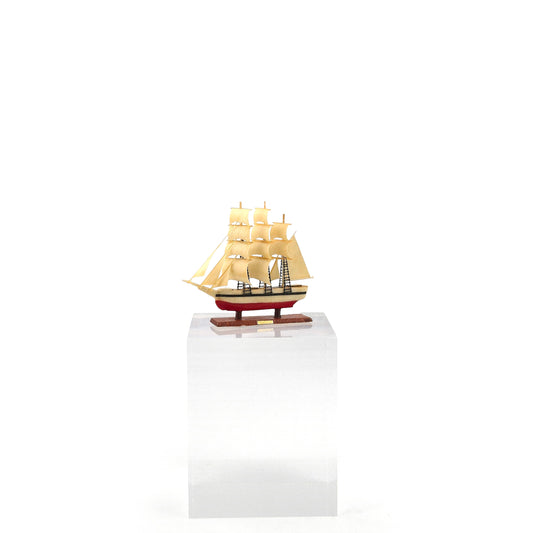 Bud Gillick Hand-Carved Wooden Tall Ship Miniature