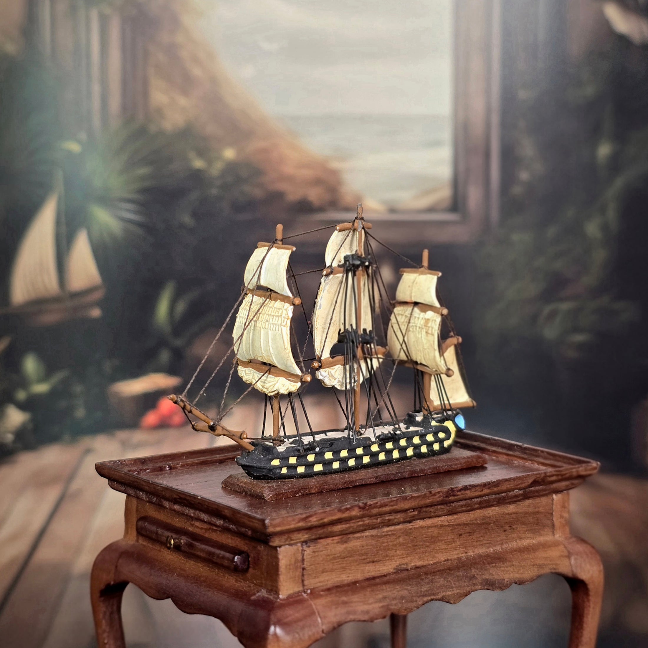 Tony Posada “Spartiate” Hand-Sculpted Clay Tall Ship Miniature (1982)