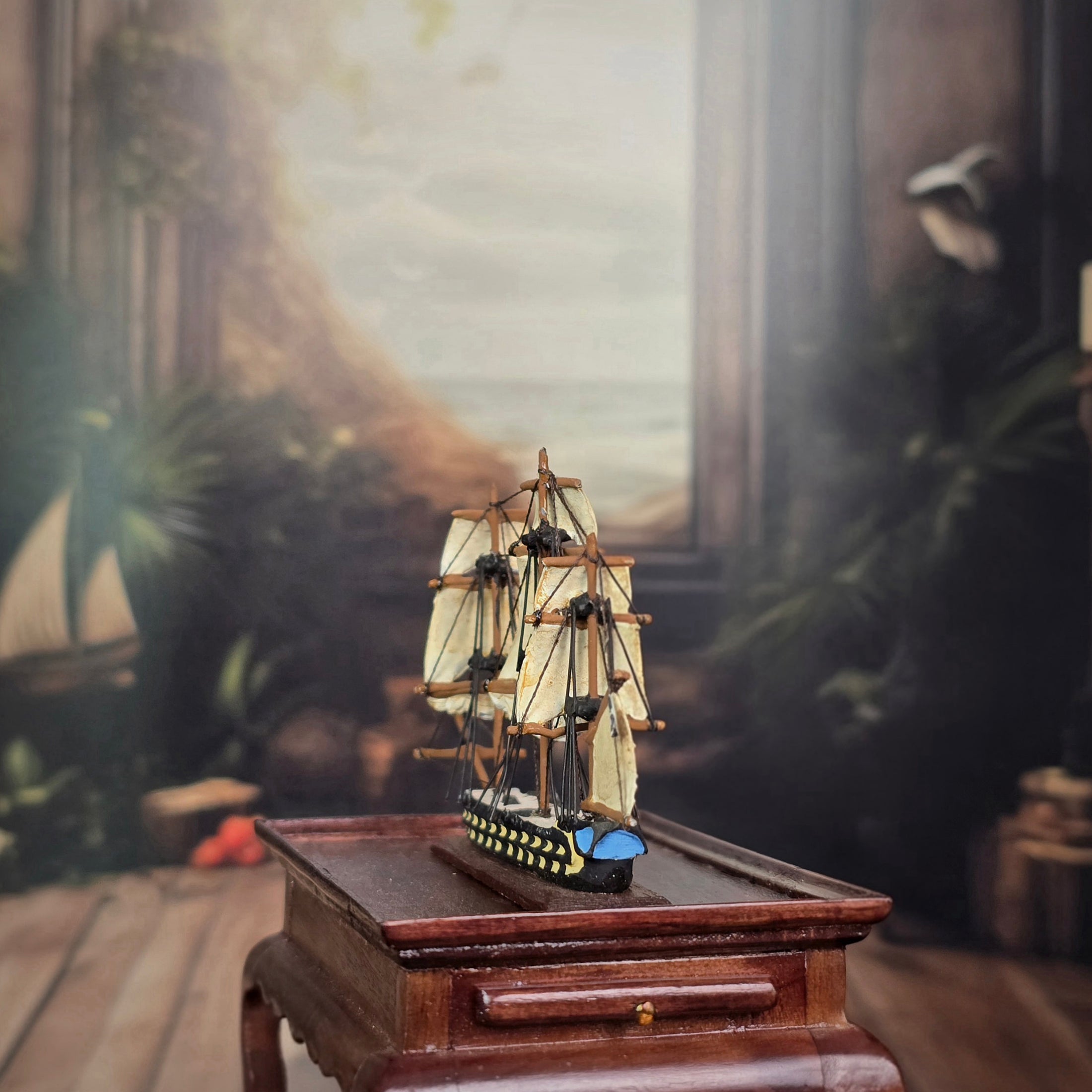 Tony Posada “Spartiate” Hand-Sculpted Clay Tall Ship Miniature (1982)