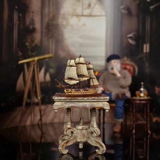 Tony Posada Hand-Sculpted Clay Galleon Miniature Maritime Ship, 1982