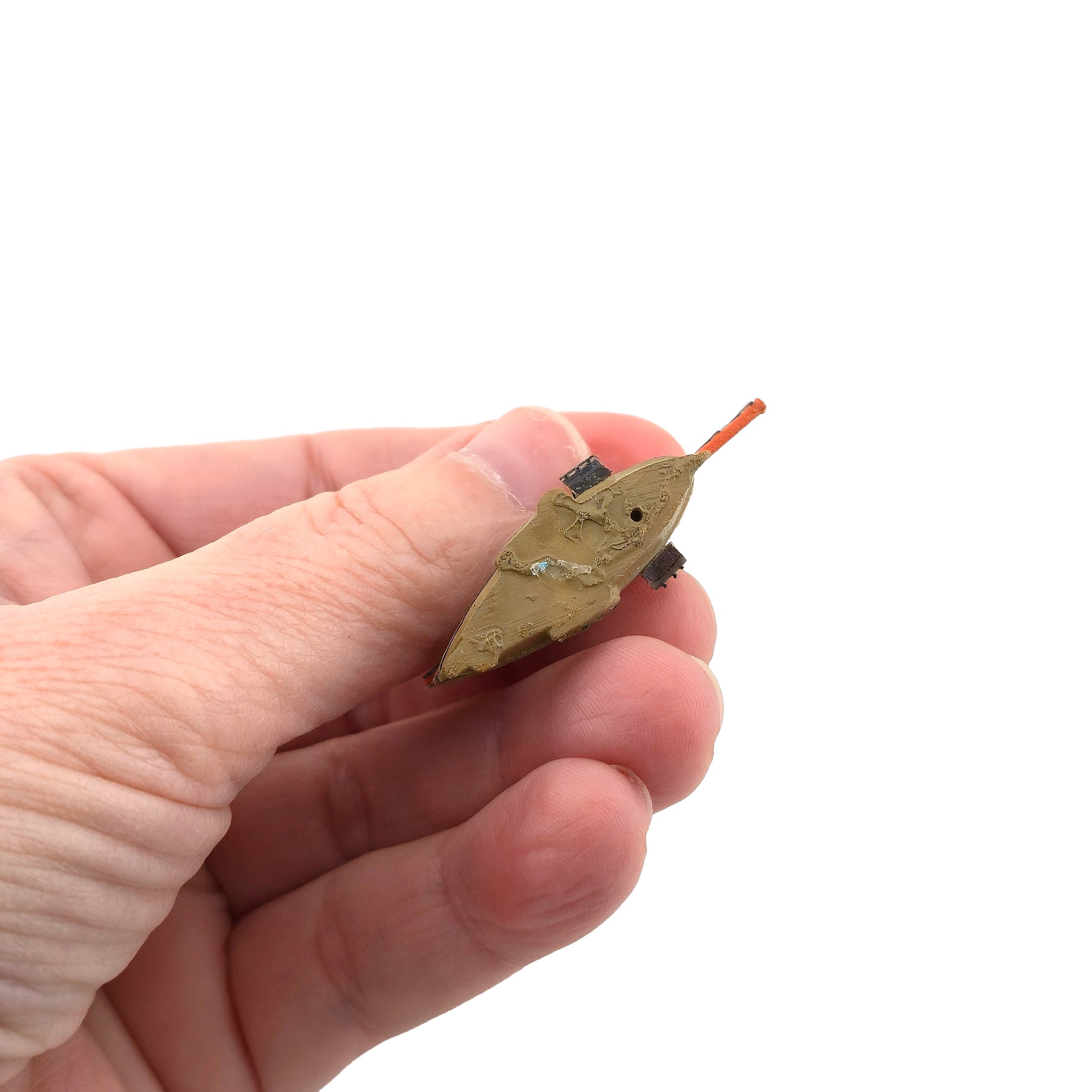 Unsigned Artisan Clay & Fabric Coastal Sailing Ship Miniature