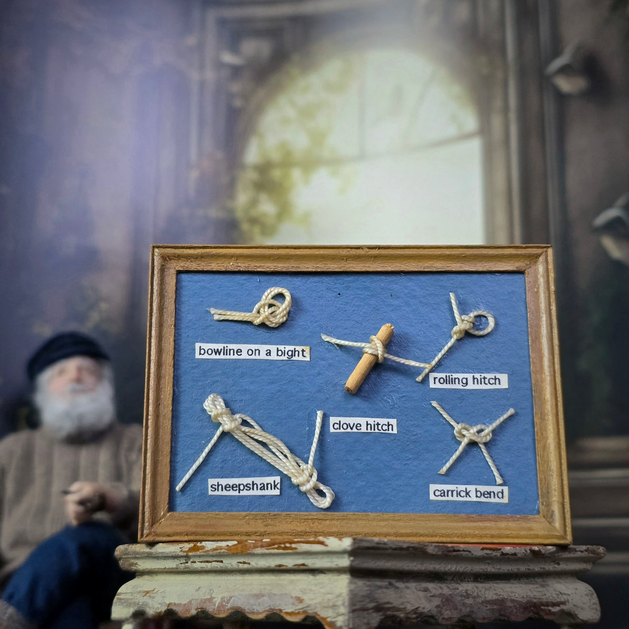 Blue Miniature Nautical Knot Framed Shadow Box Wall Display