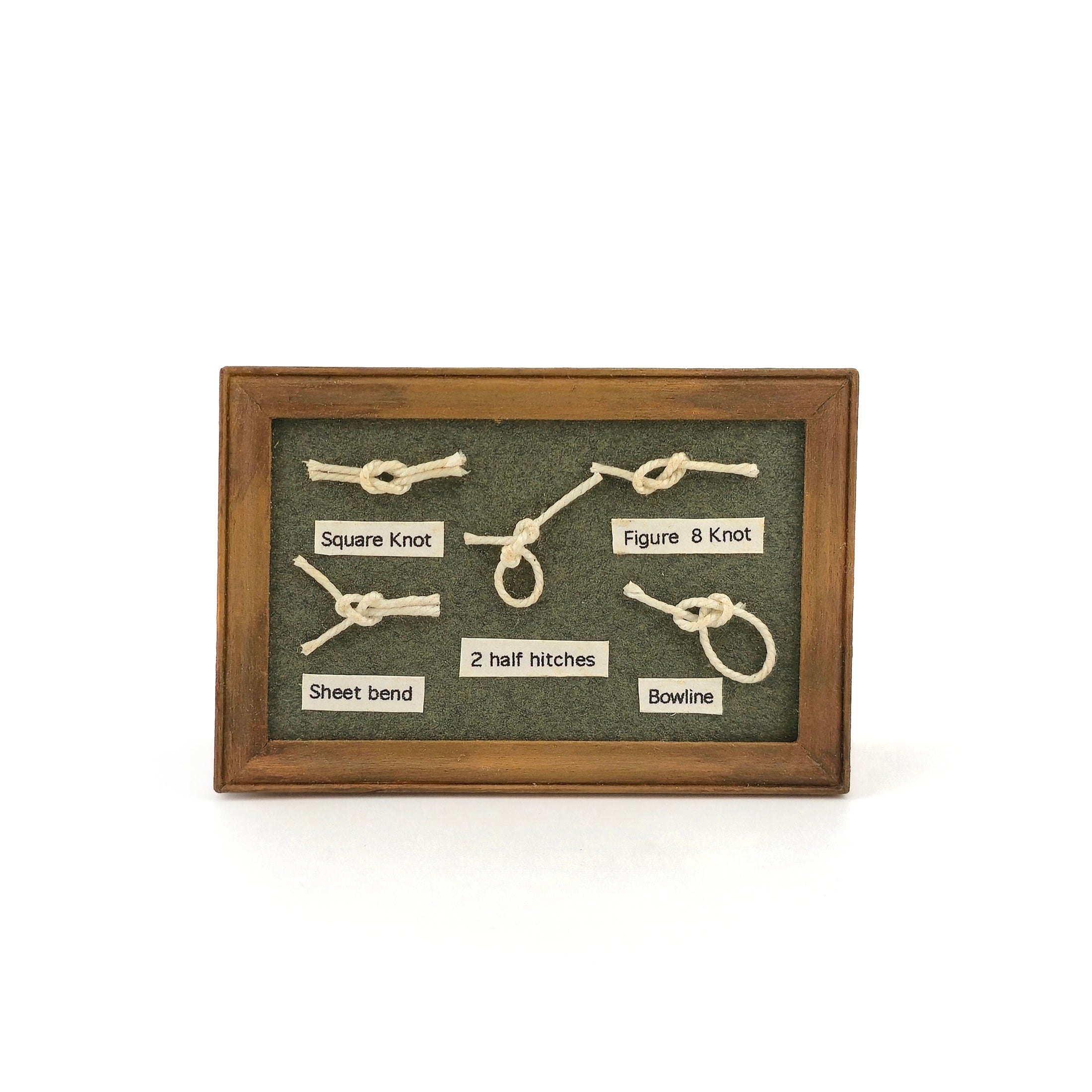 Green Miniature Nautical Knot Framed Shadow Box Wall Display Five Knots