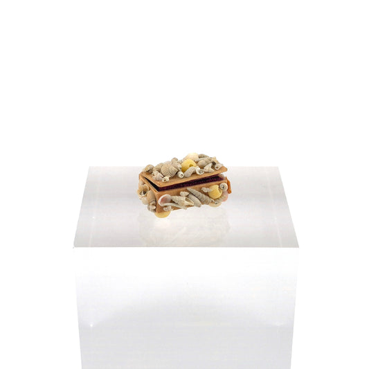 Miniature Shellwork Keepsake Trinket Box with Velvet Interior