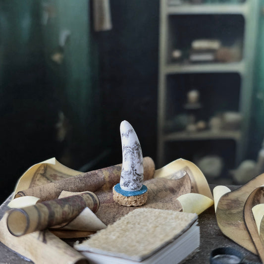 Miniature Scrimshaw Style Faux Nautical Tusk by M. Stockton Palm Tree
