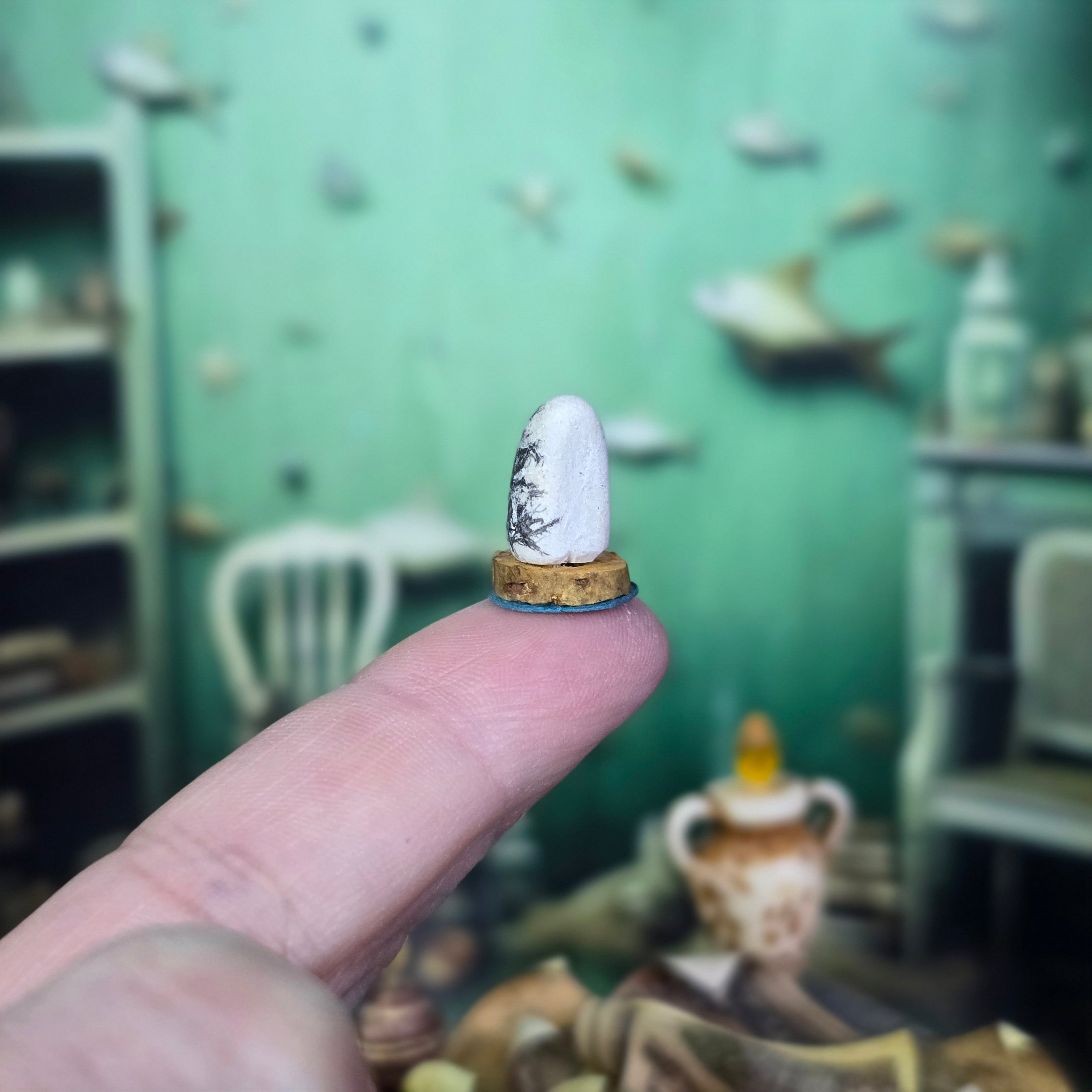 Miniature Scrimshaw Style Faux Nautical Tusk by M. Stockton Galleon Whale Tail