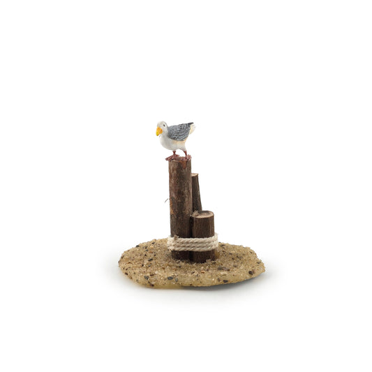 Miniature Seagull Dock Pilings Coastal Vignette OOAK