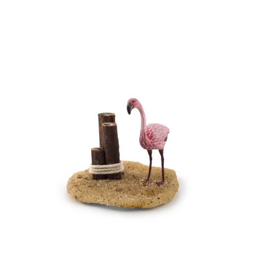 Miniature 1:12 Tropical Pink Flamingo Coastal Dock Vignette OOAK
