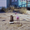 Load image into Gallery viewer, Miniature 1:12 Tropical Pink Flamingo Coastal Dock Vignette OOAK
