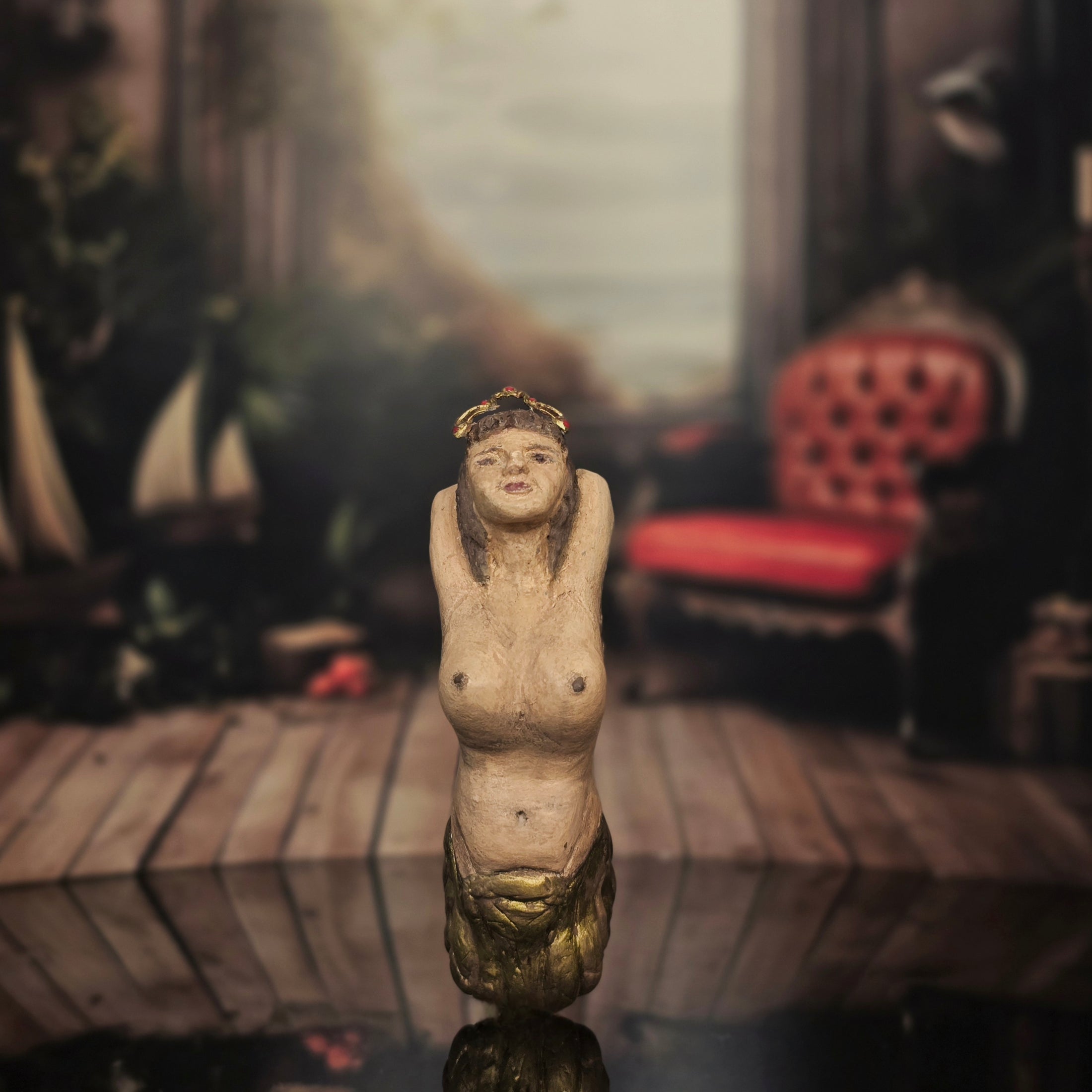 Miniature Mark & Sharon Stockton Mermaid Ship Masthead Sculpture