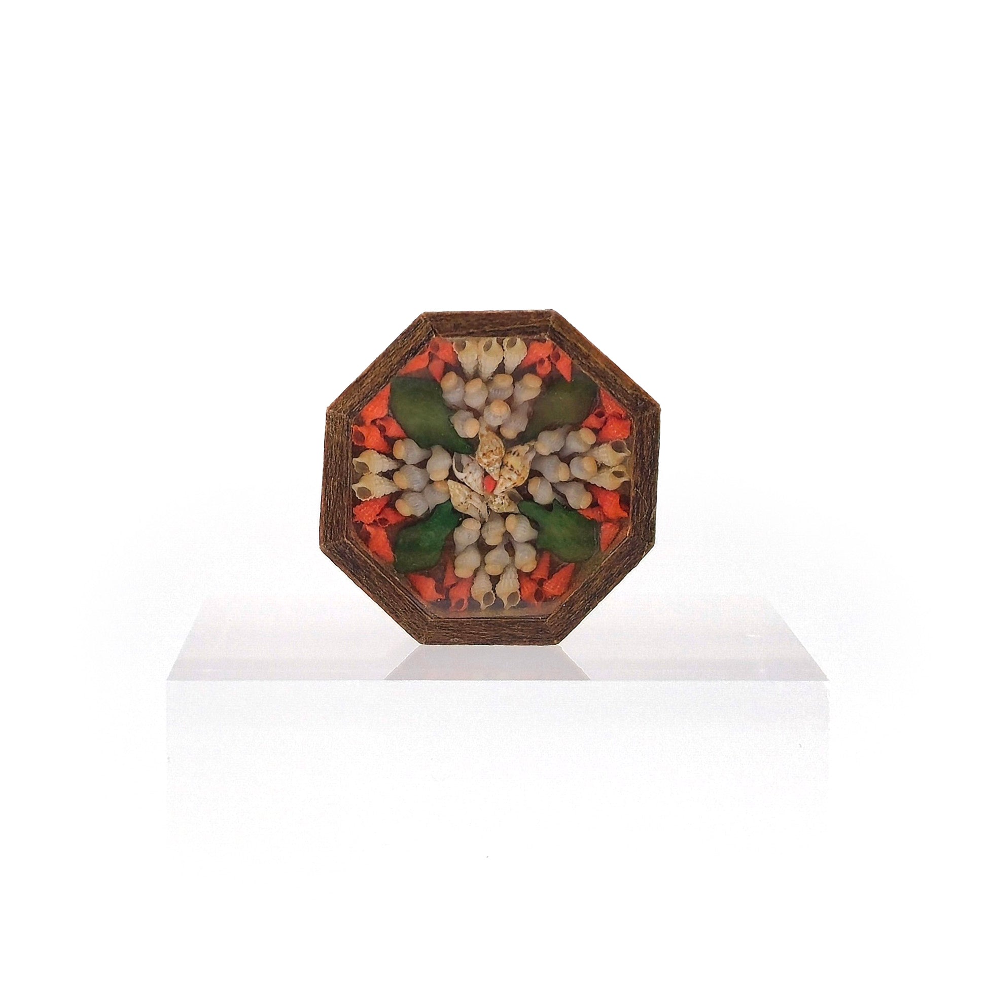 Unique Miniature OOAK Sailor’s Valentine Shell Mosaic Keepsake Box